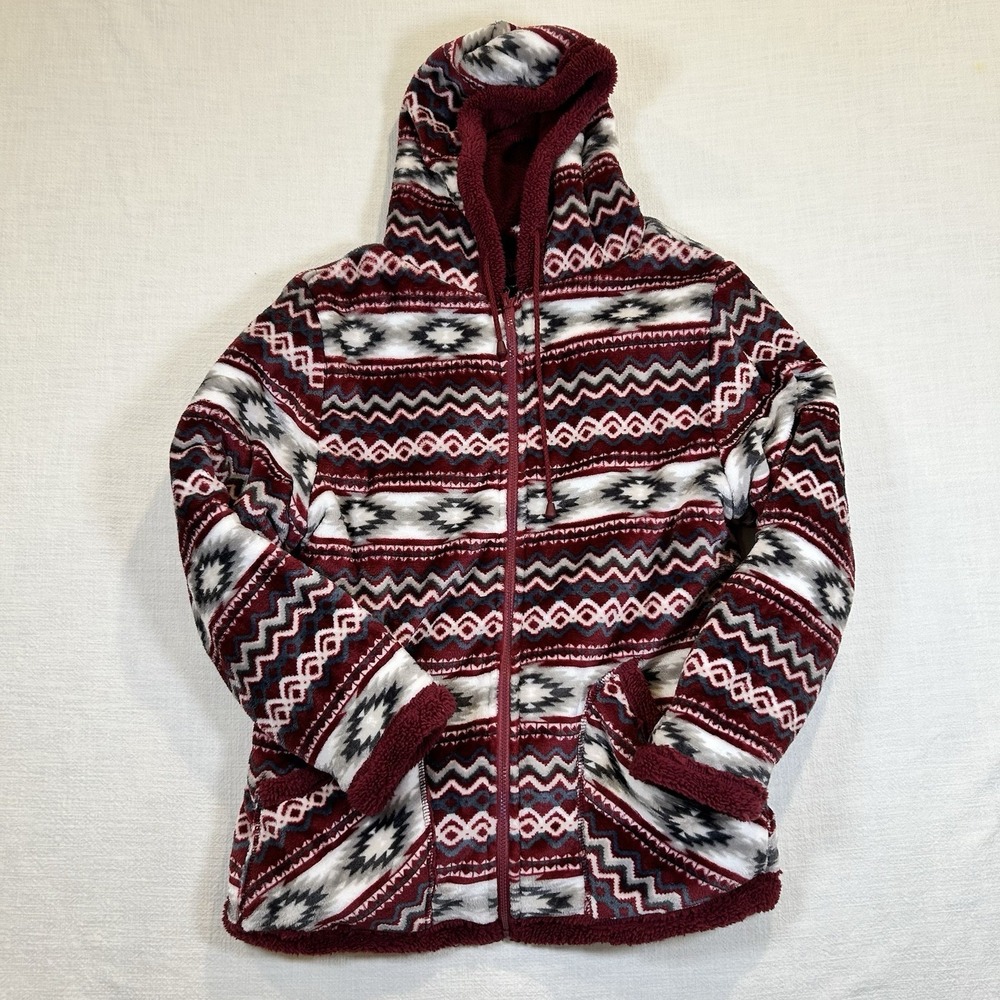 Trail Crest Southwestern Aztec Tribal Sherpa Fleece Jacket Full Zip Large